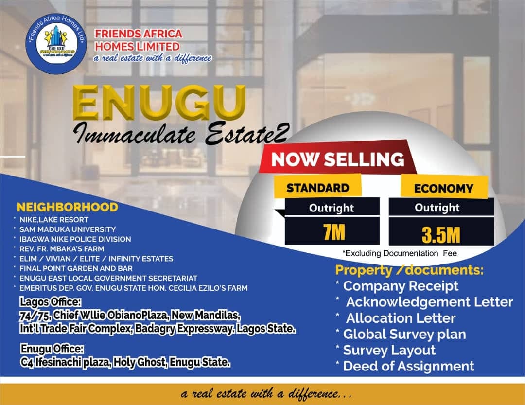 Residential Lands by FAHL for sale in Enugu, Enugu State – Immaculate Estate: 7M, 3.5M - Doc fee not included in price.